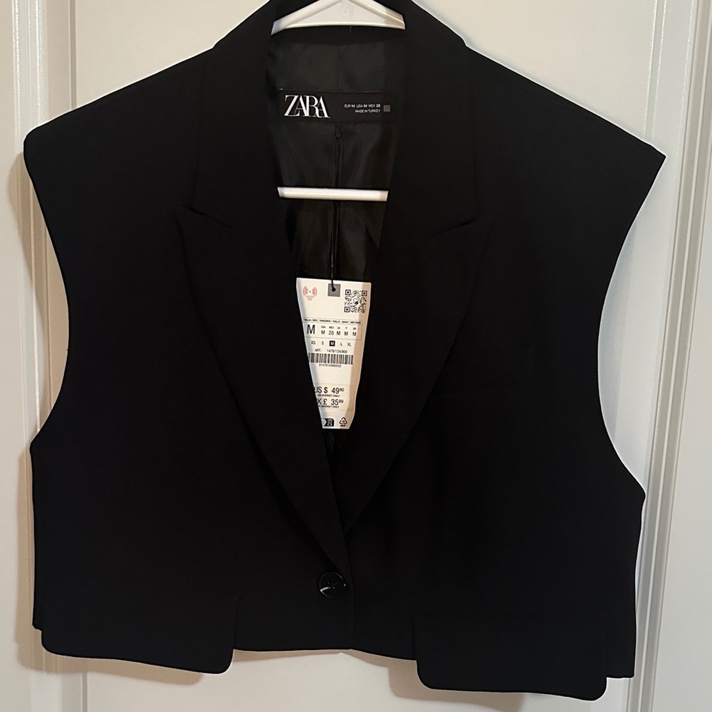 Zara Black Cropped Vest